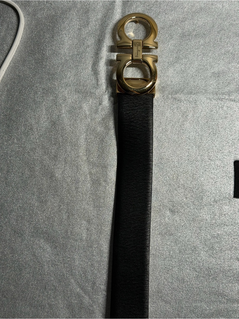 Salvatore Ferragamo Double Gancini Black Leather Belt Gold Buckle - Picture 2 of 13